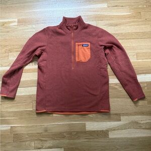 Patagonia Men's L R1 Pullover in Burnished Red, NWT (Quarter-Zip Fleece)